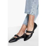 👉 Geplooide Ballerina Schoenen Met Puntneus, Black