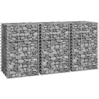 👉 Plantenbak IJzer zilver Gabion plantenbakken 3 st verhoogd 30x30x50 cm 8720286763711