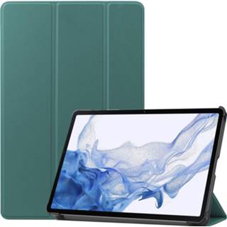 👉 Tablethoes groen active Case2go - Tablet Hoes geschikt voor Samsung Galaxy Tab S8 (2022) Tri-Fold Book Case Donker 8719793167914