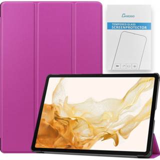 👉 Paars active Case2go - Tablet hoes&Screenprotector geschikt voor Samsung Galaxy Tab S8 Plus 12.4 Inch Auto Wake/Sleep functie 8719793174257