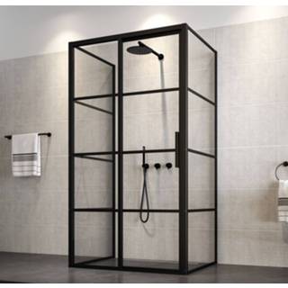 👉 Douchecabine zwart Sealskin SOHO 120x100 cm U-opstelling schuif tweedelig Links 8714176015882