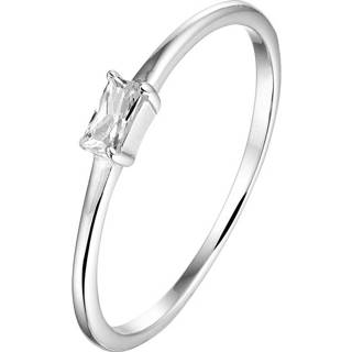 Slanke Ring van Zilver met Rechthoekige Zirkonia