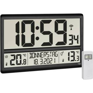 👉 Wandklok zwart groot TFA Dostmann 60.4521.01 Zendergestuurd 360 mm x 28 235 display 4009816036896