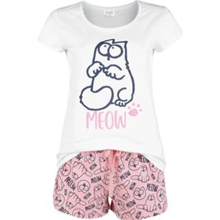 👉 Pyjama wit roze vrouwen m Simon's Cat - Meow 4250979847335