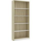 👉 Vidaxl Boekenkast Met 5 Schappen 80x24x175 Cm Spaanplaat Wit En Eiken