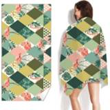 👉 Handdoek fluwelen active Double-faced sneldrogend strand gedrukt microfiber zwemmen handdoek, maat: 160 x 80cm (rhombus flamingo)