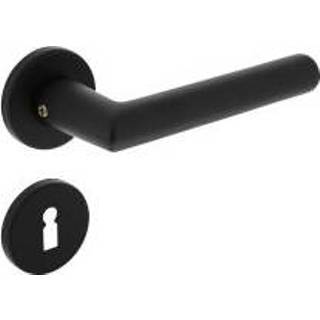 👉 Deurkruk zwart aluminium Intersteel Broome op rozet met nokken sleutelplaatjes aluminium/zwart 8714186506158