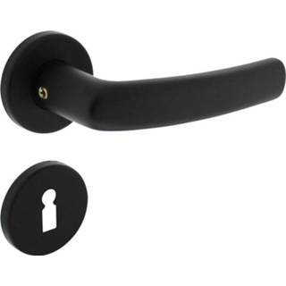 👉 Deurkruk zwart aluminium Intersteel Denham op rozet met nokken sleutelplaatjes aluminium/zwart 8714186506127