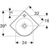 👉 Geberit Renova Compact hoekfontein 45x40cm met kraangat Keratect wit