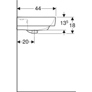 👉 Geberit Renova Plan wastafel 55x44cm 1 kraangat zonder overloop wit