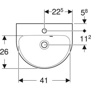 Fontein wit Geberit Renova halfrond 45x36cm met kraangat overloop 4025416830153