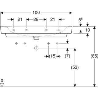 👉 Wastafel wit Geberit Renova Plan 100x48cm 2 kraangaten met overloop 4025410938121