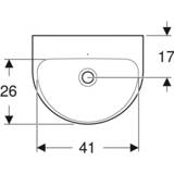 Fontein wit Geberit Renova halfrond 45x36cm zonder kraangat overloop 4025416220541