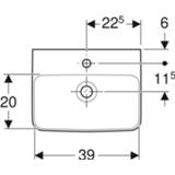 👉 Fontein wit Geberit Renova Plan 45x34cm zonder kraangat overloop Keratect 4025410858252