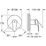 👉 Douche kraan chroom Grohe Eurosmart afdekset douchekraan met hendel 4005176613616