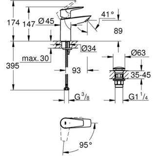 Wastafelkraan chroom Grohe Start s-size zonder waste 4005176555046