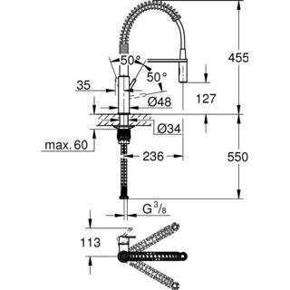 👉 Keukenkraan chroom Grohe Get met hendel en vaatdouche 4005176472947