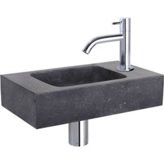 👉 Fonteinset zwart natuursteen chroom Differnz Force met gebogen kraan 40 x 22 9 cm, bombai black