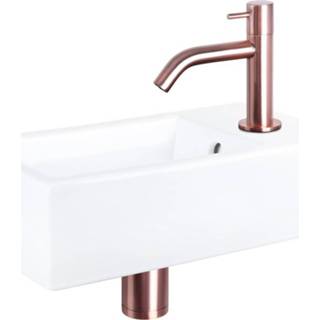 👉 Fonteinset rood wit keramiek Differnz Force met gebogen kraan koper 40 x 22 11,5 cm,