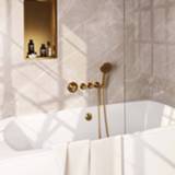 👉 Brauer Gold Edition inbouw badthermostaat met badafvoer/vulcombinatie - ronde handdouche - geborsteld goud PVD