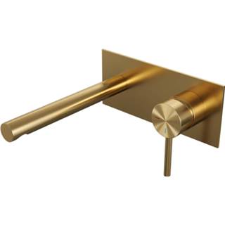 👉 Brauer Gold Edition inbouw wastafelkraan I-model met achterplaat - hendel 1 - geborsteld goud PVD