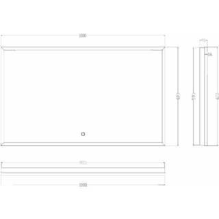 👉 Zwart Wiesbaden Rechthoekige condensvrije LED-spiegel 100 x 60 mat 8719956084898