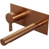 👉 Wastafel mengkraan PVD Brauer Copper Edition inbouw wastafelmengkraan met rechte uitloop en afdekplaat model E2 koper geborsteld 8720359391490