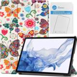 Tablethoes active Case2go - Tablet Hoes geschikt voor Samsung Galaxy Tab S8 (2022) Tri-Fold Book Case Vlinders 8719793167976