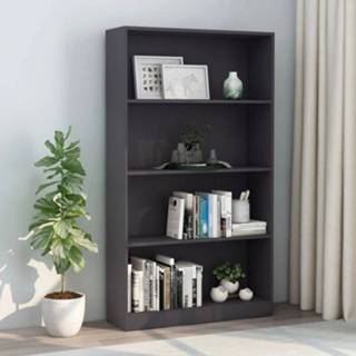 👉 Boekenkast grijs active met 4 schappen 80x24x142 cm spaanplaat 8719883815244