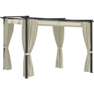 👉 Gordijn staal active Prieel met gordijnen 3x3 m crème 8719883745664