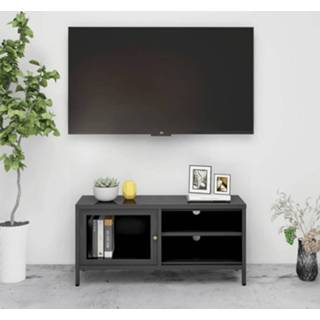 👉 Antracietkleurig staal glas active Tv-meubel 90x30x44 cm en 8720286564226