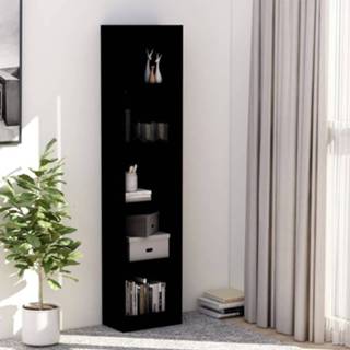 👉 Boekenkast met 5 schappen 40x24x175 cm spaanplaat zwart