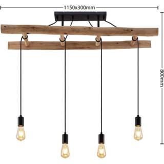 👉 Plafondlamp hout natuur Lindby Hosanna met hout, 4-lamps 4251911725902