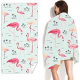 👉 Handdoek fluwelen active Double-faced sneldrogend strand gedrukt microfiber zwemmen handdoek, maat: 160 x 80cm (Coconine flamingo)
