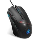 👉 Gaming muis zwart active HXSJ S600 USB 7200DPI Verstelbare 9-toetsen Mechanische bekabelde (zwart)