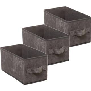 👉 Opbergmand grijs polyester Set van 3x stuks opbergmand/kastmand 7 liter donkergrijs 31 x 15 cm