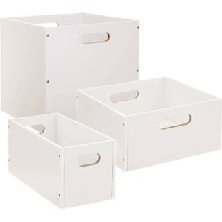 👉 Opbergmand wit hout Set van 3x stuks opbergmanden/kastmanden 7/14/29 liter 31 cm