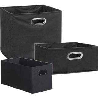 👉 Opbergmand grijs linnen polyester Set van 3x stuks opbergmanden/kastmanden 7/14/29 liter donkergrijs 31 cm