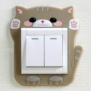 Schakelaar active 2 Stks Lichtgevende Stickers Bescherming Cover Muurstickers Creatieve Woonkamer Slaapkamer Lamp Wall Socket Decoratieve (Cute Cat)