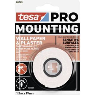 👉 Montagetape wit Tesa Mounting PRO Tapete & Putz 66743-00000-00 (l x b) 1.5 m 19 mm 1 stuk(s) 4063565115547