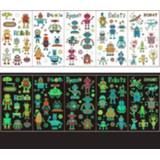 👉 Tattoo active kinderen 20 stks Y01-05 Kids Cartoon Lichtgevende Sticker Waterdichte en Sweat Proof Party Activity Face (Robot)