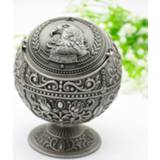 👉 Asbak metalen tin active Retro bolvormige met deksel Home woonkamer decoratie ornamenten (Eagle Oud tin)
