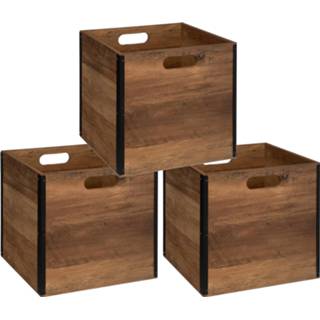 👉 Opbergmand bruin donkerbruin hout Set van 3x stuks opbergmand/kastmand 29 liter donker 31 x cm