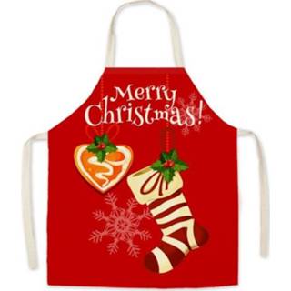 👉 Stof linnen active 2 stuks kerstschort bedrukte overalls decoraties, maat: 45x56cm (sok)