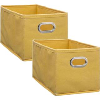 Opbergmand geel linnen polyester Set van 4x stuks opbergmand/kastmand 7 liter 31 x 15 cm
