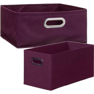 👉 Opbergmand paars linnen polyester Set van 2x stuks opbergmanden/kastmanden 7 en 14 liter aubergine 31 cm