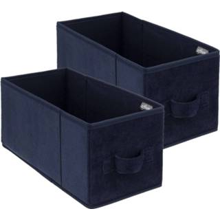 👉 Opbergmand blauw donkerblauw polyester Set van 4x stuks opbergmand/kastmand 7 liter 31 x 15 cm