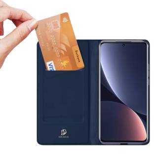 👉 Telefoonhoes active blauw Dux Ducis - Telefoonhoesje geschikt voor Xiaomi 12 Pro Skin Book Case Donker 6934913041529