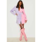 👉 Contrasterende Blazer Jurk Met Obi Ceintuur, Lilac