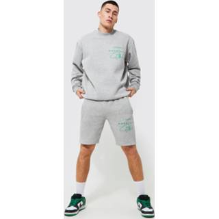 👉 Oversized Ofcl Trainingspak Met Trui En Shorts, Grey Marl